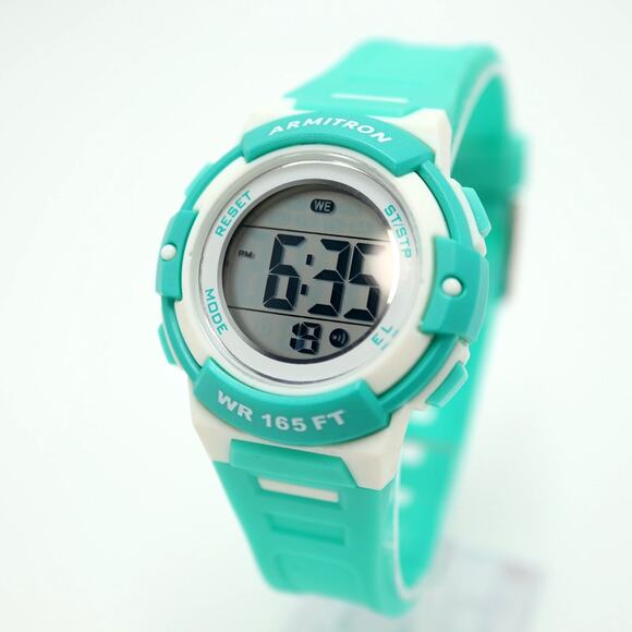Armitron Womens Digital Watch 36mm Blue White Chrono Backlight w New Battery - Picture 1 of 12